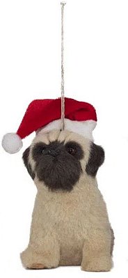 Enfeite Cachorro de Pendurar com Gorro 12cm - Natal Pet Mania - Ref 1014117Pet3 Cromus