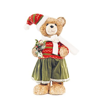Ursa de Palha Crespinha com Saia e Gorro 45cm - Coleção Tender Winter - Ref 1697051 Cromus