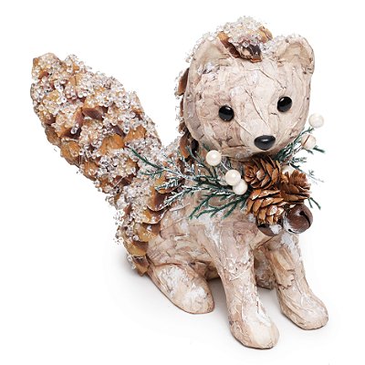 Raposa de Pinhas Sentada com Galhos no Pescoço 25cm - Coleção Charlote - Ref 1207604 Cromus
