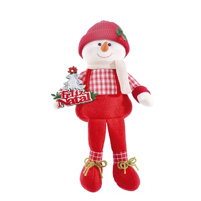 Boneco de Neve Sentado Segurando Pinheiro 40cm - Coleção Cinnamon - Ref 1690135 Cromus