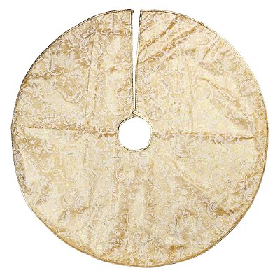Saia Para Árvore de Natal 120cm Dourada com Folhas Glitter Dourado - Ref 1713709 Cromus Natal
