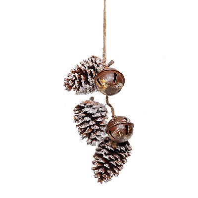Cordão de Pinhas Marrom com Guizos 30cm - Coleção Chalé - Ref 1207618 Cromus