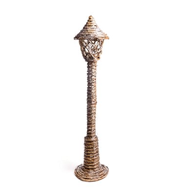 Poste de Rattan Natural com Luz de Led 75cm - Coleção Chalé - Ref 1590164 Cromus