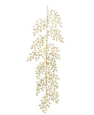 Galho Decorativo de Natal Golhas Glitter Dourado 140cm - Galhos Longos - Ref 1022195 Cromus