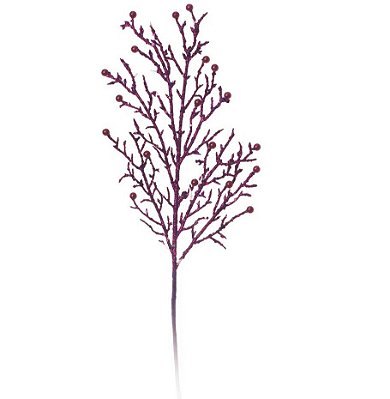 Galho Decorativo de Natal Roxo com Bolinhas e Glitter 48cm - Ref 1212609 Cromus