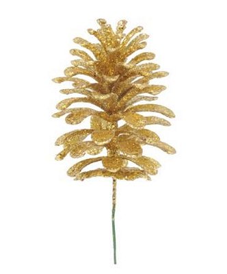 Galho Pick Pinha Dourada Glitter - Galhos Curtos - Ref 1022212 Cromus
