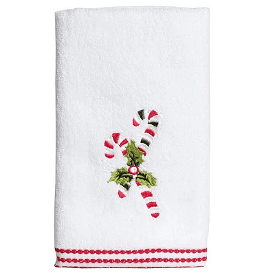 Toalha de Rosto Branca Candy Cane com 2 Unidades 42x70cm - Ref 1202905 Cromus