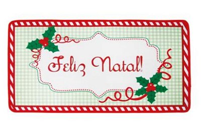 Tapete De Natal Feliz Natal Azevinhos Musical 45x75cm - Tapetes de Natal - Ref 1551868 Cromus