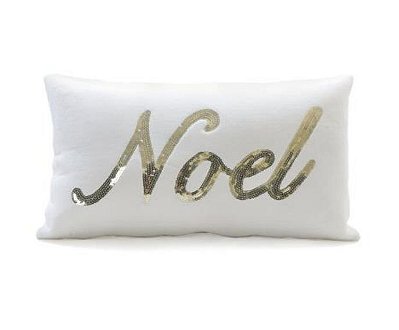 Almofada de Natal Branca Noel Paete Dourado 30x50x20cm - Almofadas de Natal - Ref 1611980 Cromus