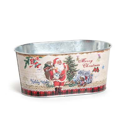Cachepot Lata Papai Noel 8x17x10cm 620Ml - Latas e Cachepots de Natal - Ref 1203468 Cromus
