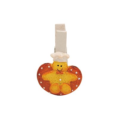 Prendedor de Madeira Decorado Rosquinha com 6 Un - Prendedores de Natal - Ref 1210090 Cromus