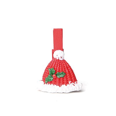 Prendedor de Madeira Decorado Gorro Noel com 6 Un - Prendedores de Natal - Ref 1719210 Cromus