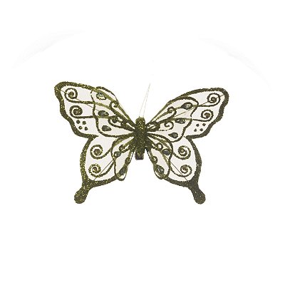 Borboleta Decorativa Dupla Verde Claro com Clip Jogo com 6 Un - Coleção Borboletas - Ref 1311908 Cromus