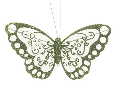 Borboleta Decorativa Verde com Clip Jogo com 6 Un - Coleção Borboletas - Ref 1311963 Cromus