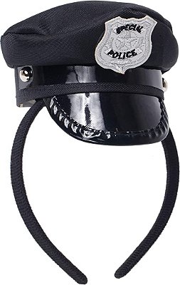 Tiara Preta com Quepe Policial - Acessórios Carnaval - Ref 29002810 Cromus