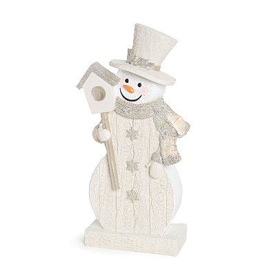 Boneco de Neve com Led e Casa de Passarinhos Branco - Coleção Friends - Ref 1204908 Cromus