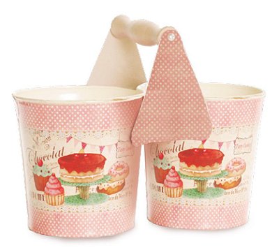 Cachopos Lata Duplo com Alça Metal Estampa Cake 22cm - Coleção Chantily - Ref 1422008 Cromus