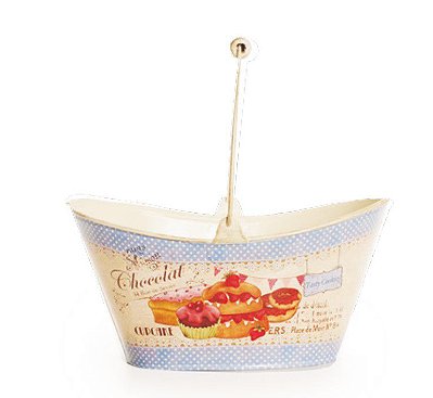 Baldinho Cachepo de Metal Lilas com Estampa Cake 22cm - Coleção Cake - Ref 1422016 Cromus