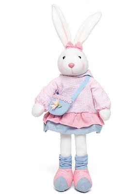 Coelha Sentada com Saia Jeans e Bolsa com Flor 55cm - Coleção Teen - Ref 1826788 Cromus