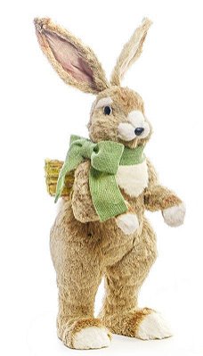 Coelho de Palha Italiana em Pé com Cesta nas Costas 58cm - Coleção Tartufo - Ref 1823419 Cromus