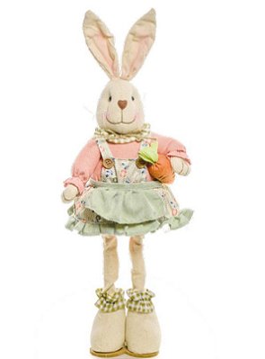 Coelha de Tecido em Pé com Jardineira Verde e Cenoura 49cm - Coleção Papaya - Ref 1822435 Cromus
