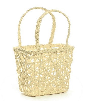 Cesta Retangular de Papel Trançado Amarelo Claro 20x14x9cm com 1 Unidade - Ref 1823007 Páscoa Cromus