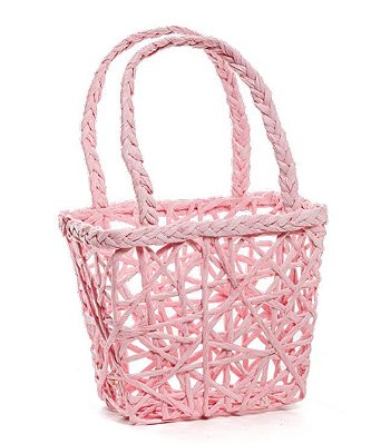 Cesta Retangular de Papel Trançado Rosa Claro 25x16x11cm com 1 Unidade - Ref 1823019 Páscoa Cromus