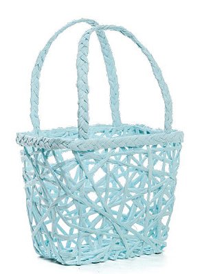 Cesta Retangular de Papel Trançado Azul Claro 20x14x9cm com 1 Unidade - Ref 1823024 Páscoa Cromus