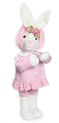 Coelha em Pé de Pelúcia com Roupa Rosa Listrada 55cm - Coleção Mil Folhas - Ref 1820797 Páscoa Cromus