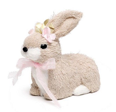 Coelha Deitada de Palha Italiana com Flores na Cabeça 15x10cm - Coleção Carinhoso - Ref 1825079 Cromus