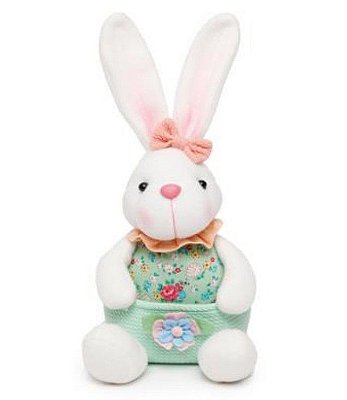 Coelha Sentada com Bolsão Frontal 29cm - Coleção Erva Doce - Ref 1826798 Cromus