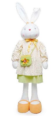 Coelha de Páscoa Gigante com Vestido Floral Verde e Laranja 160cm - Coleção Caramel - Ref 1013336 Cromus