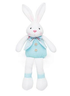 Coelho Sentado com Perna Comprida e Colete Xadrez 40cm - Coleção Acqua - Ref 1013312 Cromus