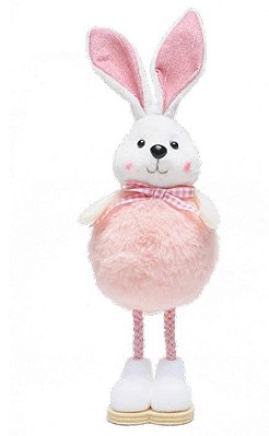Coelho de Pé com Corpo Pelúcia Rosa 20cm - Coleção Algodão Doce - Ref 1013169 Cromus