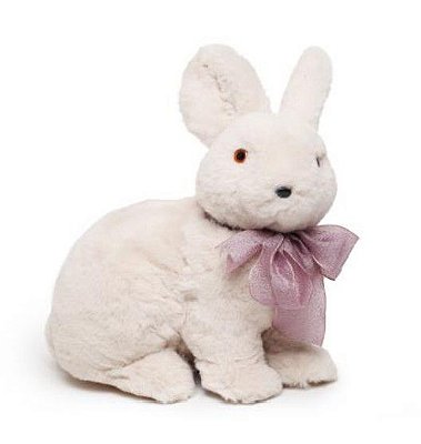 Coelho Rígido de Pelúcia com Laço no Pescoço 25x15cm - Coleção Pão de Ló - Ref 1826601 Cromus