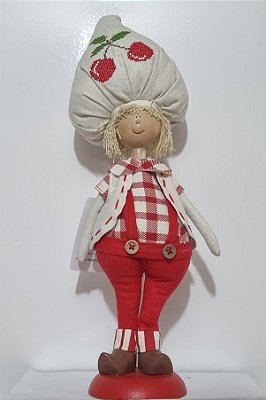Boneco de Tecido Moranguinho com Chapéu Grande Branco Cerejinha 37cm - Coleção Moranguinho - Ref 1120094 Cromus