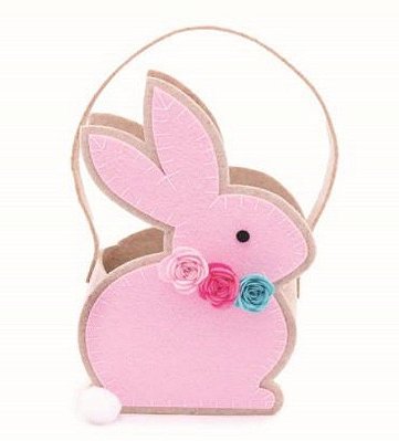 Cestinha de Páscoa Coelho Rosa 28x14cm - Cestinhas de Feltro - Ref 1024166 Cromus
