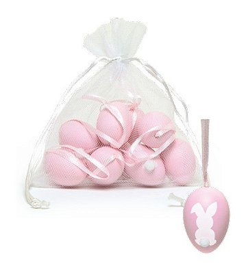 Ovos Para Pendurar Tipo Codorna Rosa Coelho Pom Pom em Saco de Voal Jogo com 9 Unidades - Coleção Picolé - Ref 1821357 Páscoa Cromus
