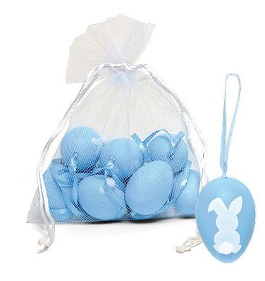Ovos Para Pendurar Tipo Galinha Azul e Branco Coelho Pom Pom em Saco de Voal Jogo com 9 Unidades - Coleção Picolé - Ref 1821349 Páscoa Cromus 7898546453724