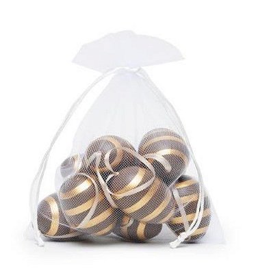 Ovos Para Pendurar Tipo Codorna Marrom e Dourado em Saco de Voal Jogo com 9 Unidades - Coleção Picolé - Ref 1012967 Páscoa Cromus