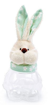 Potinho de Páscoa Coelho de Pelúcia Floral Verde 20x8cm - Ref 1022061 Cromus