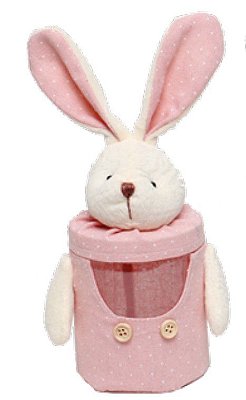 Pote Redondo Coelho de Pelúcia Mini Poá Rosa 17x10x7cm - Coleção Potes de Páscoa - Ref 1827265R Cromus