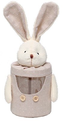 Pote Redondo Coelho de Pelúcia Mini Poá Chocolate 17x10x7cm - Coleção Potes de Páscoa - Ref 1827265 Cromus