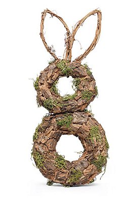 Silhueta de Coelho em Madeira e Musgo - Coleção Rustic - Ref 1827103 Cromus