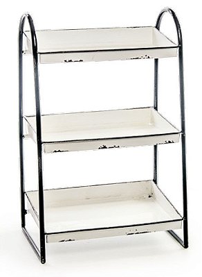 Prateleira de Mesa de Metal Tripla Branco Vintage - Coleção Cottage - Ref 1823928 Cromus