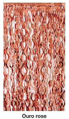 Cortina Decorativa Espiral 2x1mts Ouro Rose - CCS Decorações