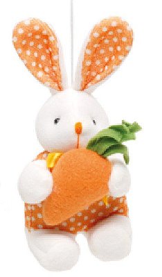Mini Coelho Sentado com Roupa Poá Laranja 14x8x7cm - Ref 1826762-RH Cromus