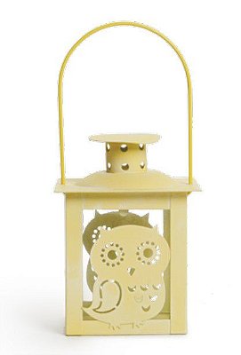 Lamparina Coruja Amarela de Metal - Porta Velas - Ref 1520533 Cromus