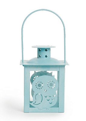 Lamparina Coruja Azul de Metal - Porta Velas - Ref 1520534 Cromus