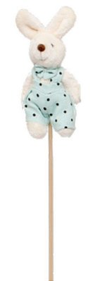 Pick Coelho de Pelúcia no Palito Roupa Poa Verde - Ref 1827212 Páscoa Cromus